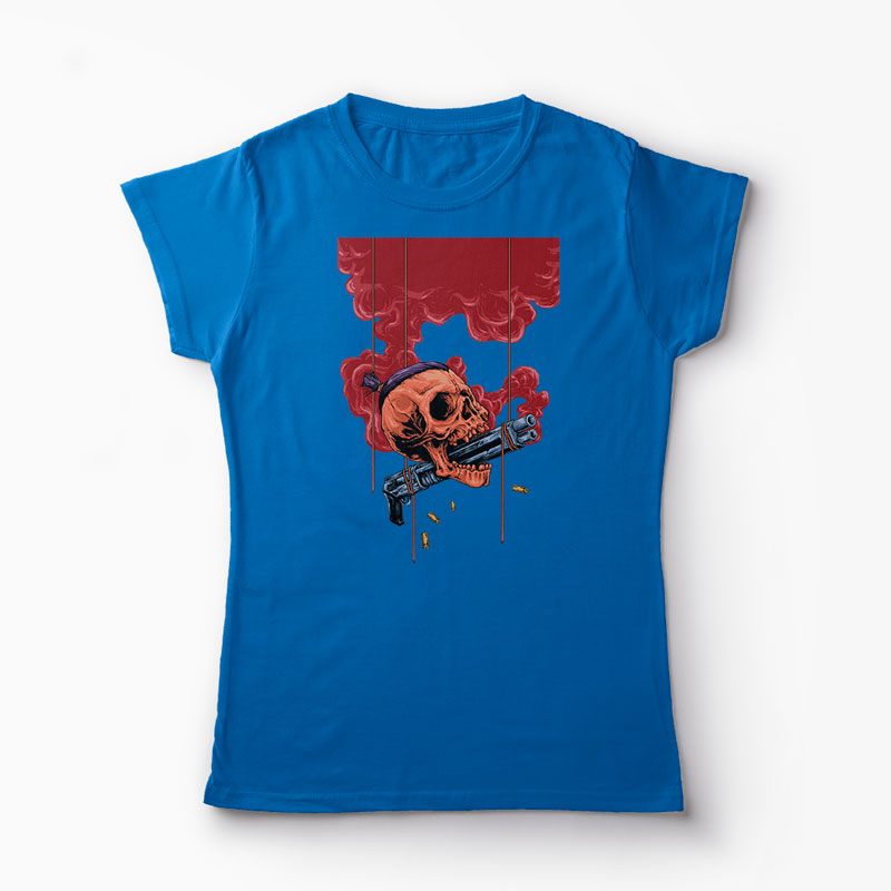 Tricou Craniu Shotgun - Femei-Albastru Regal